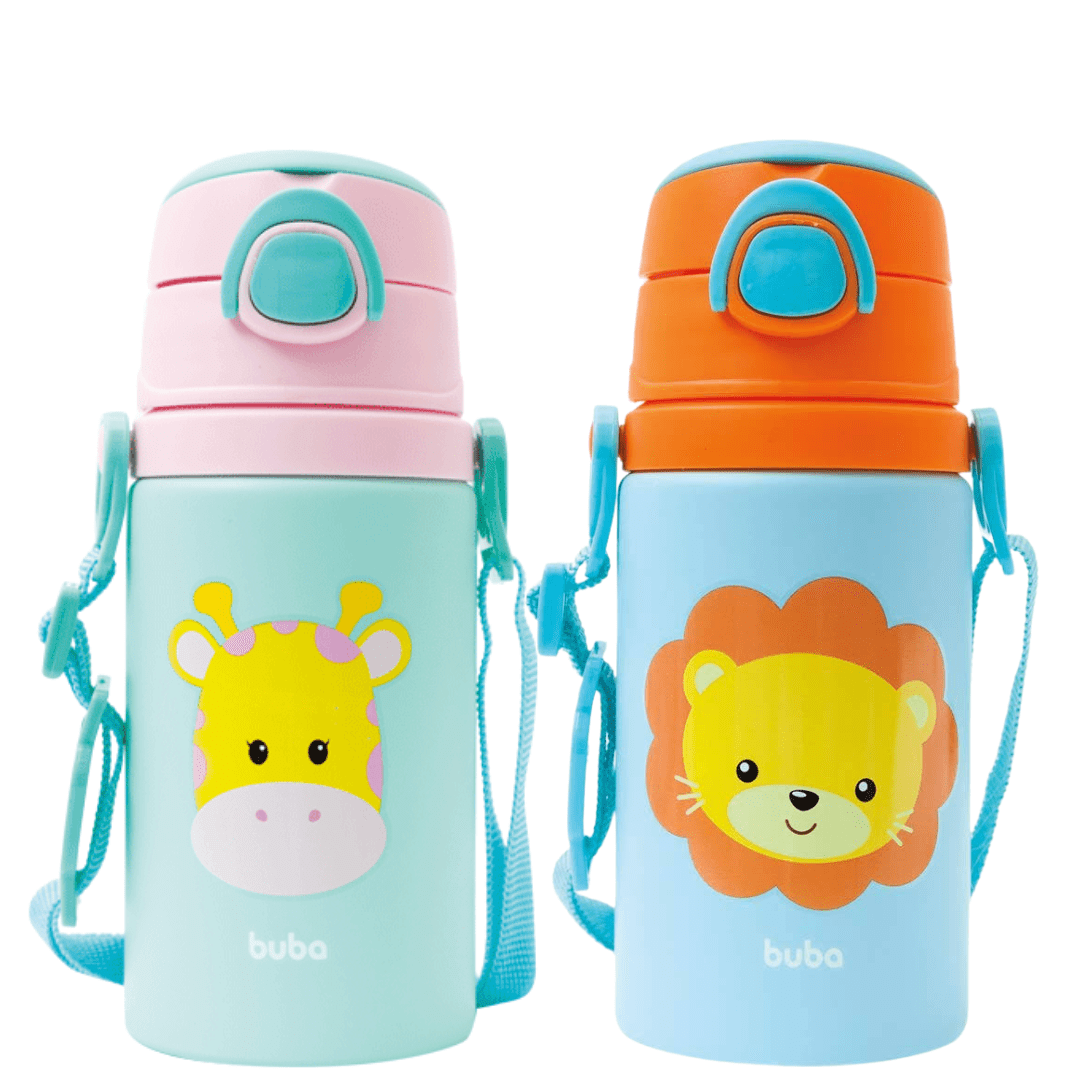 GARRAFINHA DE ALUMINIO INFANTIL ANIMAL FUN BUBA 450ML