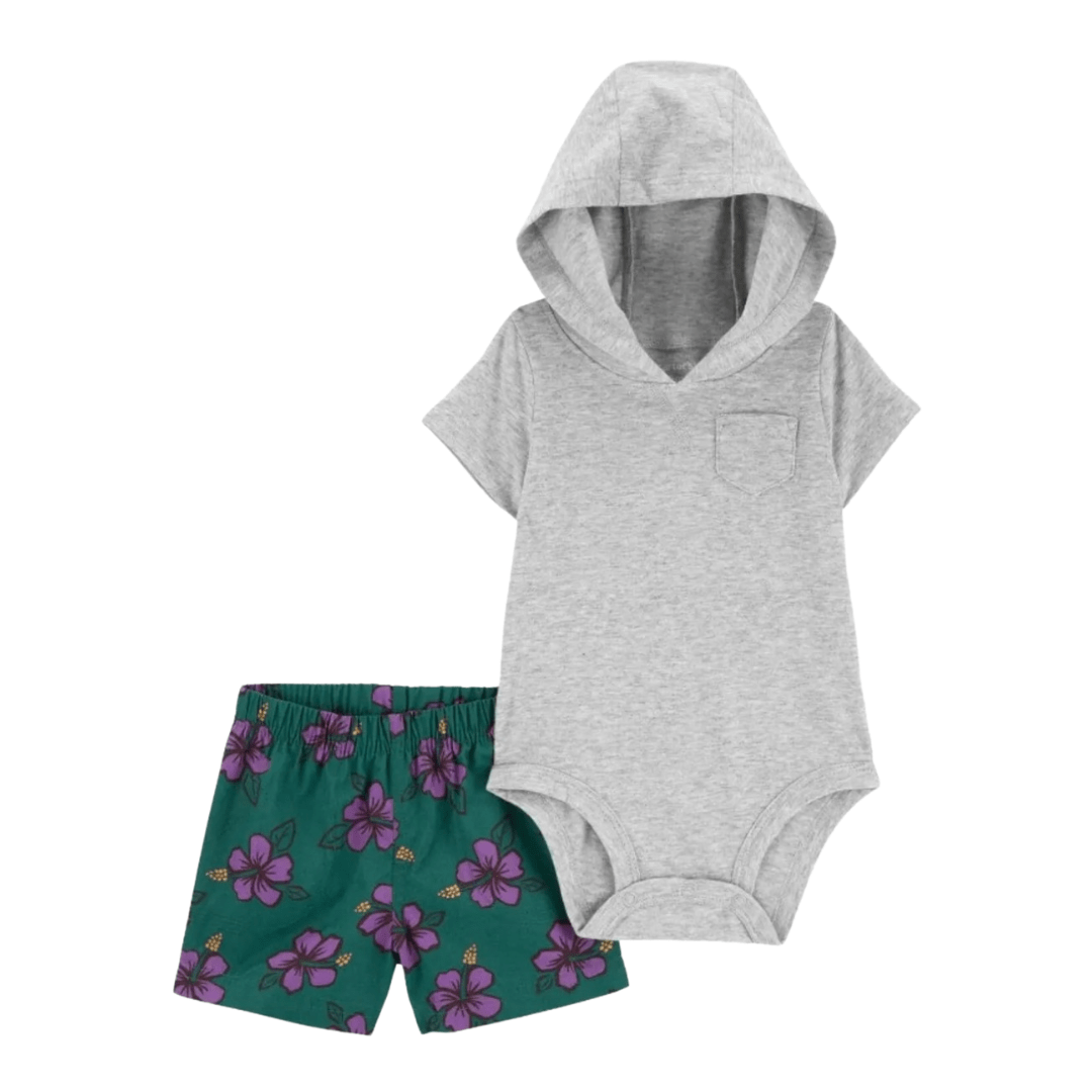 CONJUNTO INFANTIL MENINO MANGA CURTA COM CAPUZ CARTERS