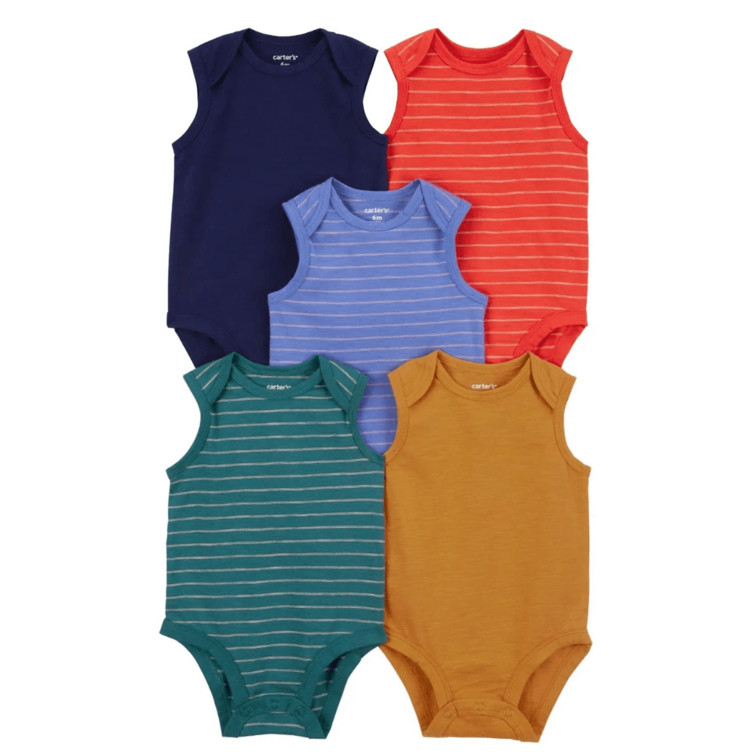 KIT BODY INFANTIL 5 PEÇAS LISTRADO MENINO REGATA CARTERS
