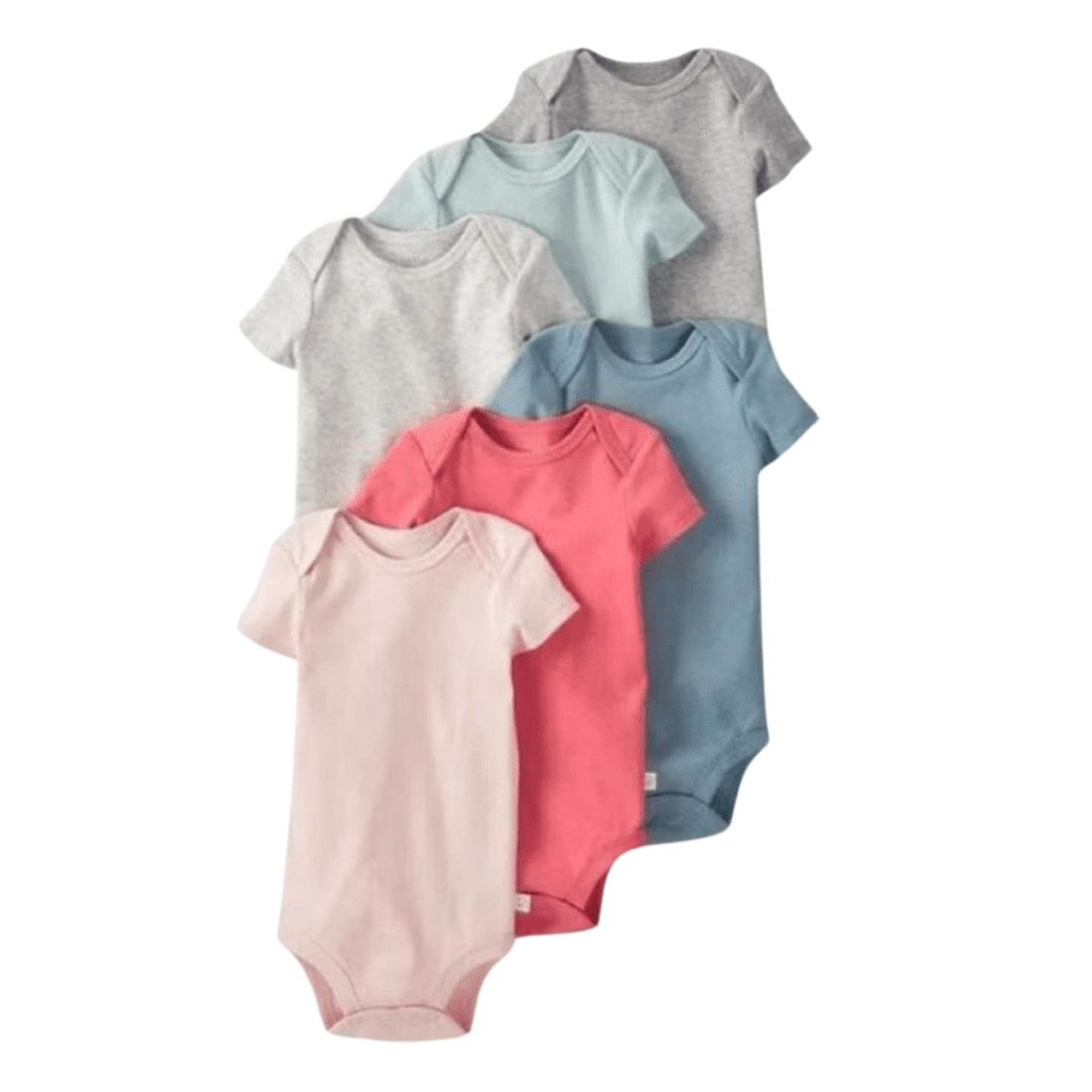 KIT BODY INFANTIL 6 PEÇAS LISO MENINA MANGA CURTA CARTERS