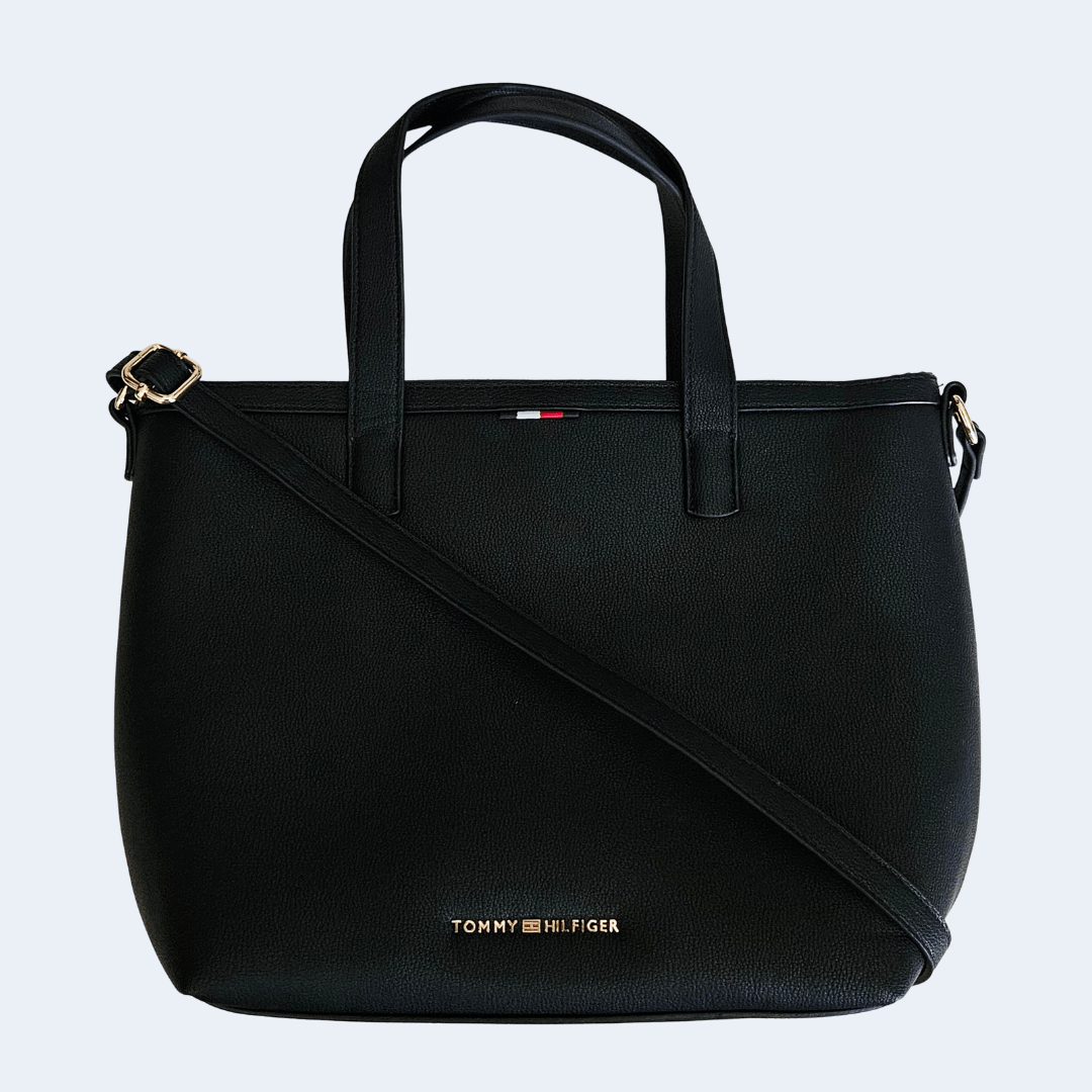 BOLSA COM ALÇA DE OMBRO E MÃO PRETA TOMMY HILFIGER