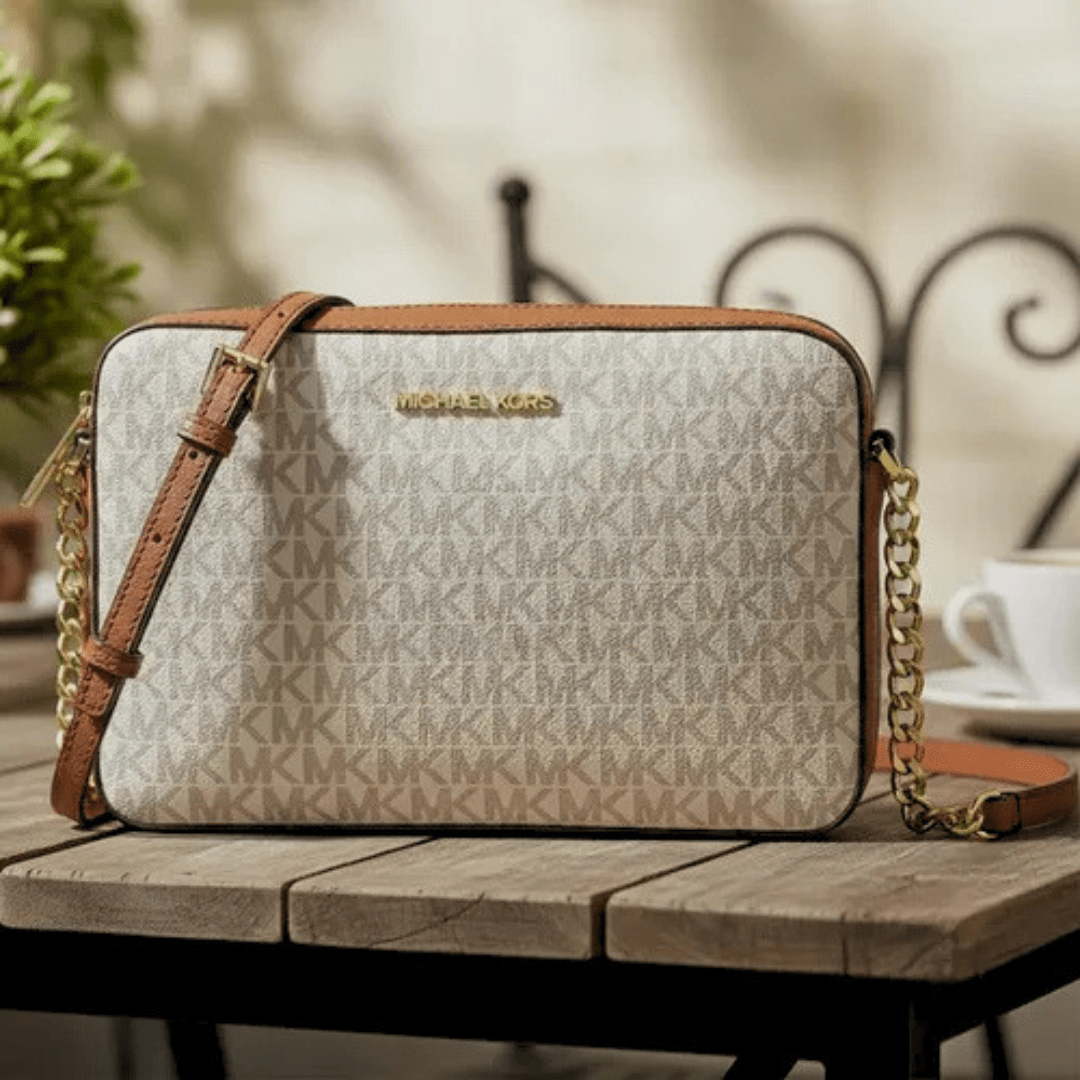 BOLSA CROSSBODY TRANSVERSAL VANILLA JET SET LOGO MICHAEL KORS