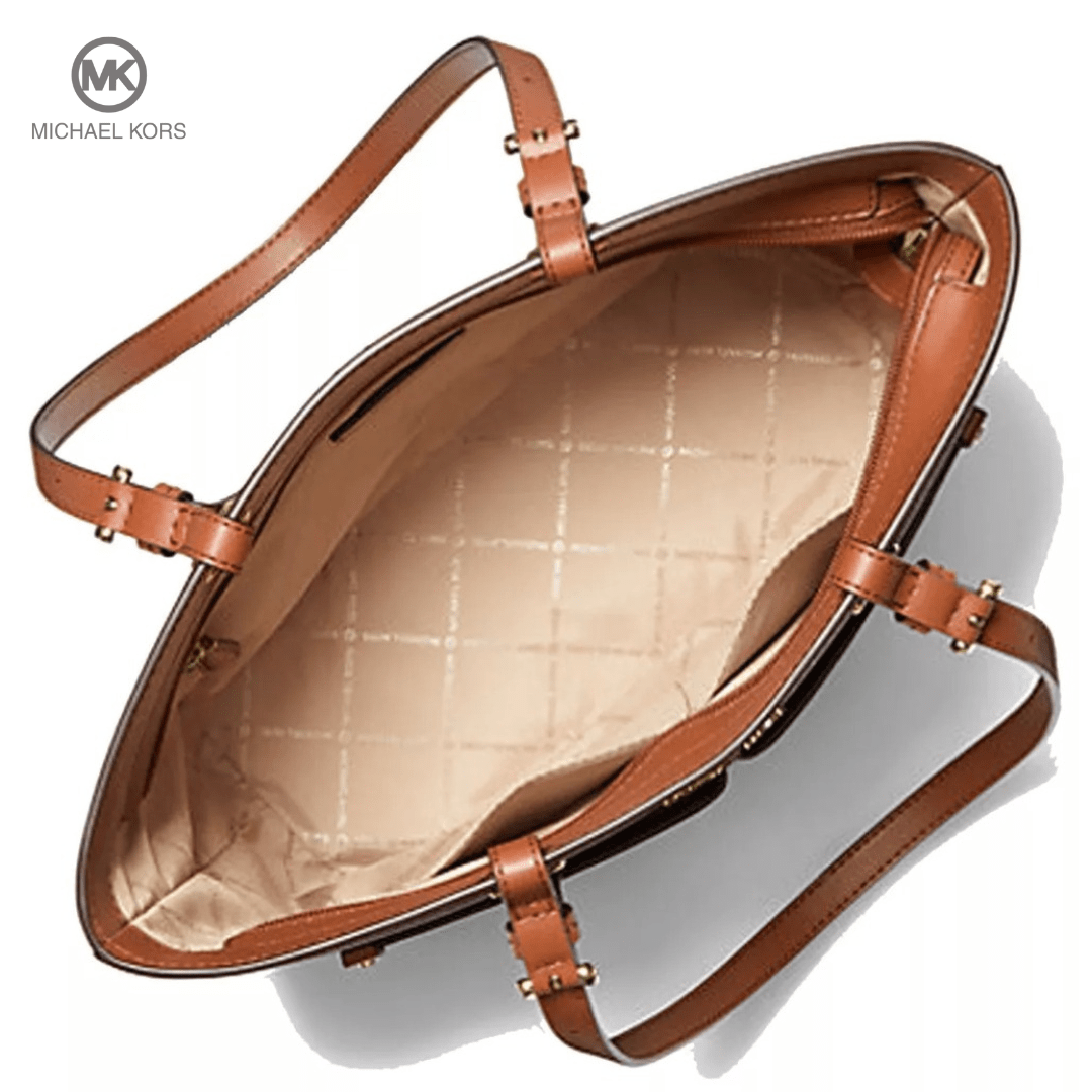 BOLSA TOTE CARAMELO JET SET LOGO MEDIA MICHAEL KORS - Placides Kids