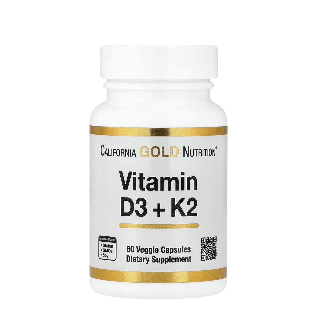 SUPLEMENTO VITAMINA D3 + K2 COM 60 CAPSULAS CALIFORNIA GOLD NUTRITION