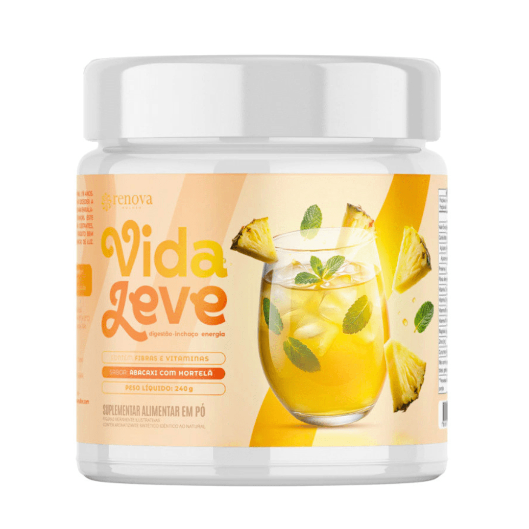 VIDA LEVE ABACAXI COM HORTELÃ SUPLEMENTO DE FIBRAS E VITAMINAS C, E, B6, B12, MAGNESIO, ZINCO E CURCUMINA 240G