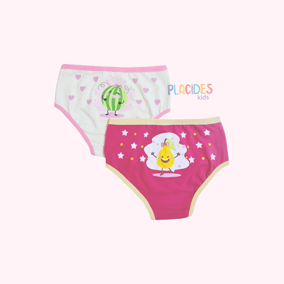 KIT COM 2 CALCINHAS INFANTIS FRUTINHAS