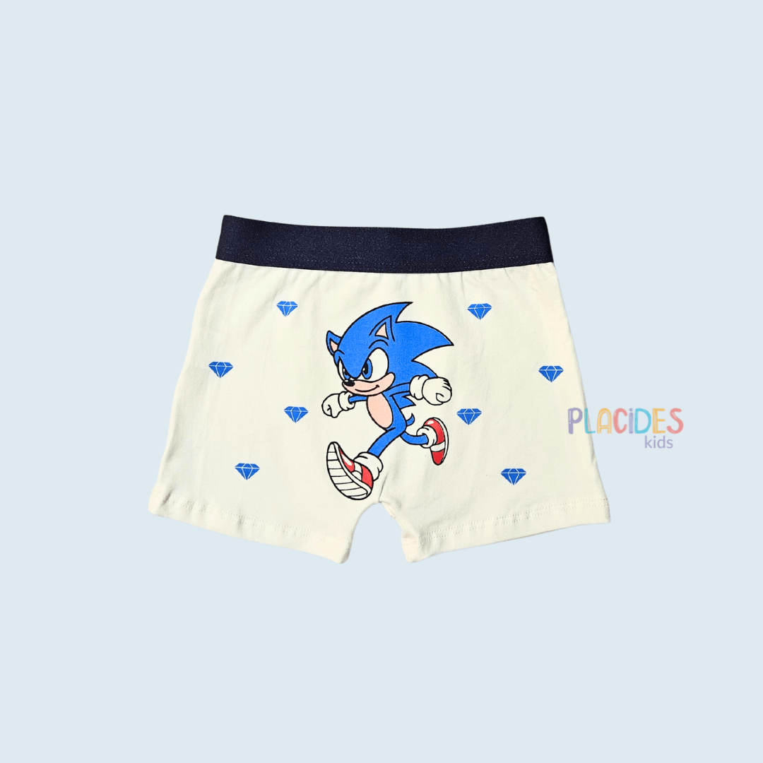 CUECA INFANTIL SONIC MARFIM COM MARINHO