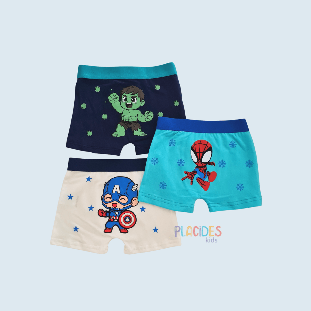 KIT COM 3 CUECAS INFANTIS SUPER HEROIS 9