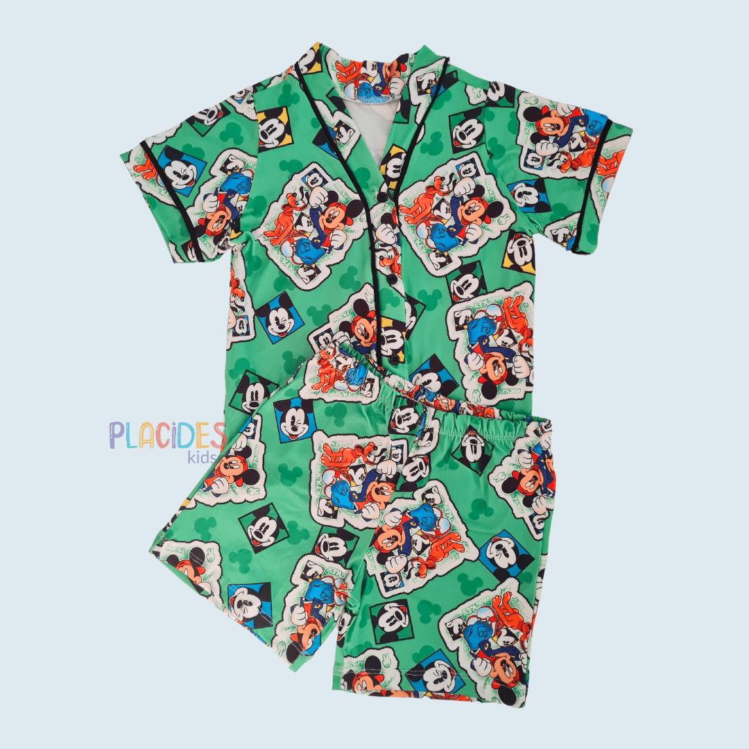 PIJAMA AMERICANO INFANTIL VERDE MICKEY