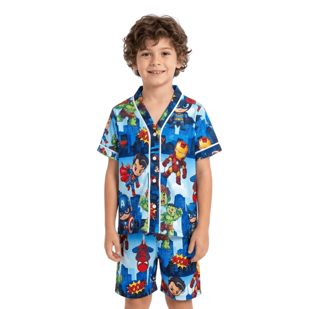 PIJAMA INFANTIL AMERICANO COLORIDO SUPER HERÓIS