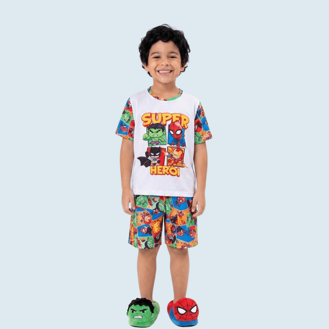 PIJAMA INFANTIL COLORIDO SUPER HERÓI