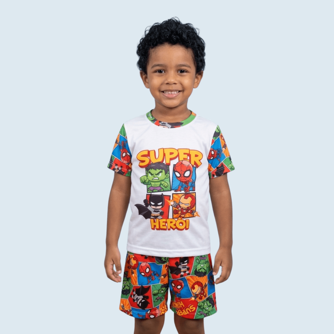 PIJAMA INFANTIL COLORIDO SUPER HERÓI