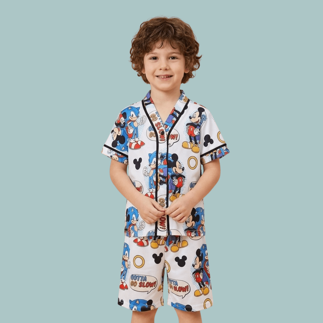 PIJAMA INFANTIL AMERICANO COLORIDO MICKEY E SONIC