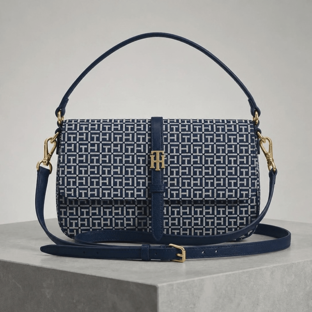 BOLSA CROSSBODY E ALÇA DE MÃO AZUL MARINHO LOGO XW10370 TOMMY HILFIGER