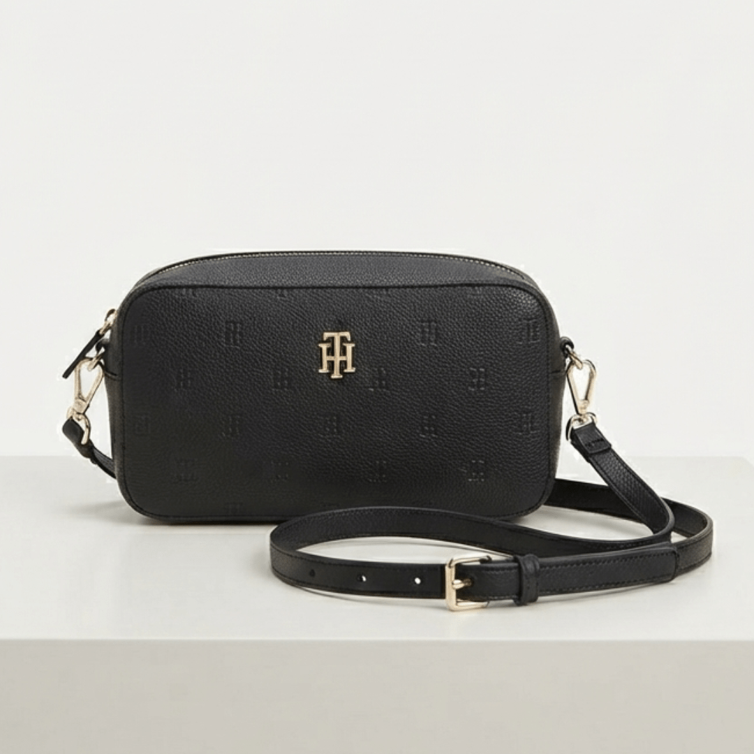 BOLSA CROSSBODY TRANSVERSAL PRETA LOGO XW07155 TOMMY HILFIGER