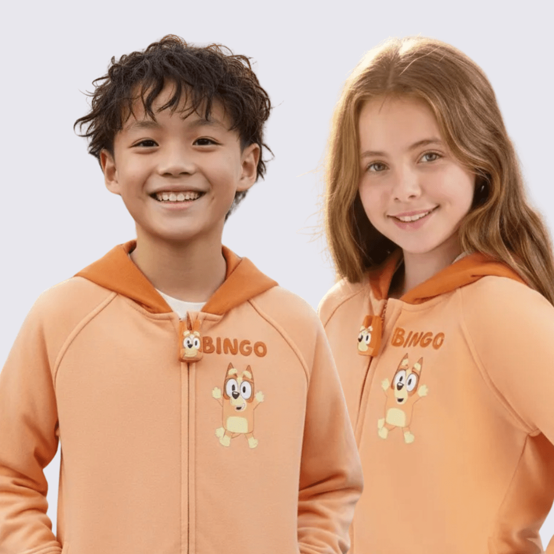BLUSA JAQUETA MANGA LONGA INFANTIL BBC STUDIOS BINGO ORELHAS 3D LARANJA