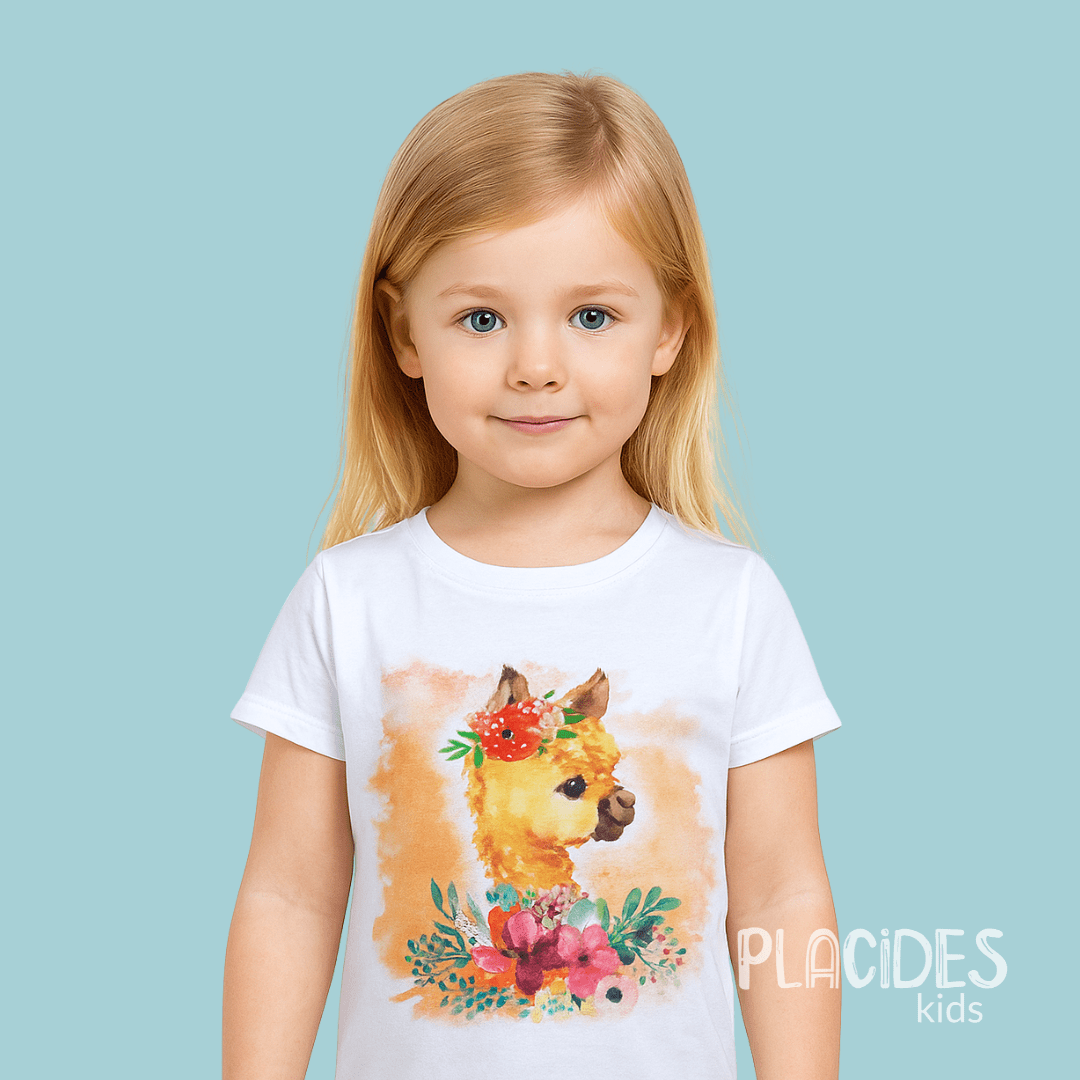 BLUSA T-SHIRT MANGA CURTA INFANTIL BRANCA BICHINHOS
