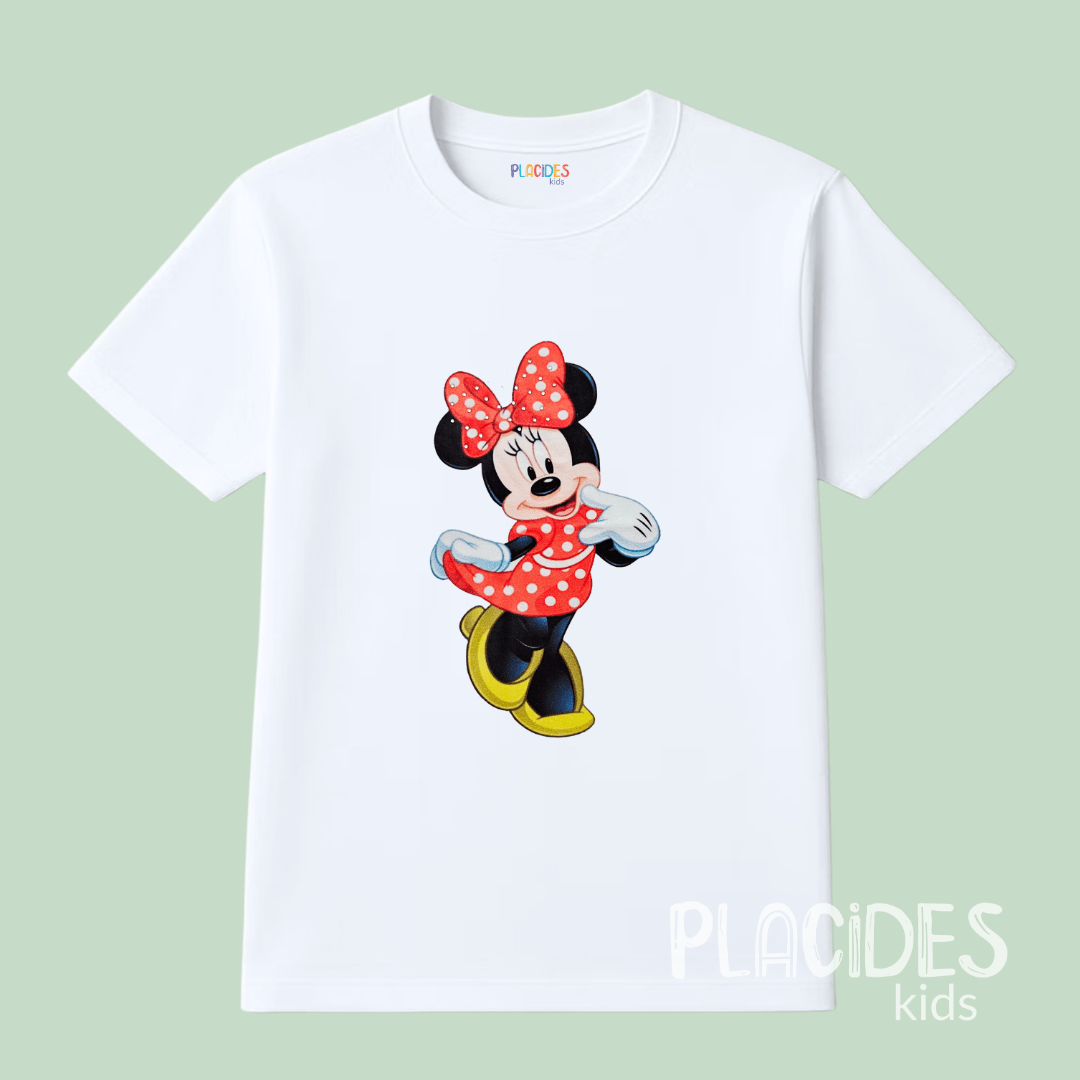BLUSA T-SHIRT MANGA CURTA INFANTIL BRANCA MINNIE 2