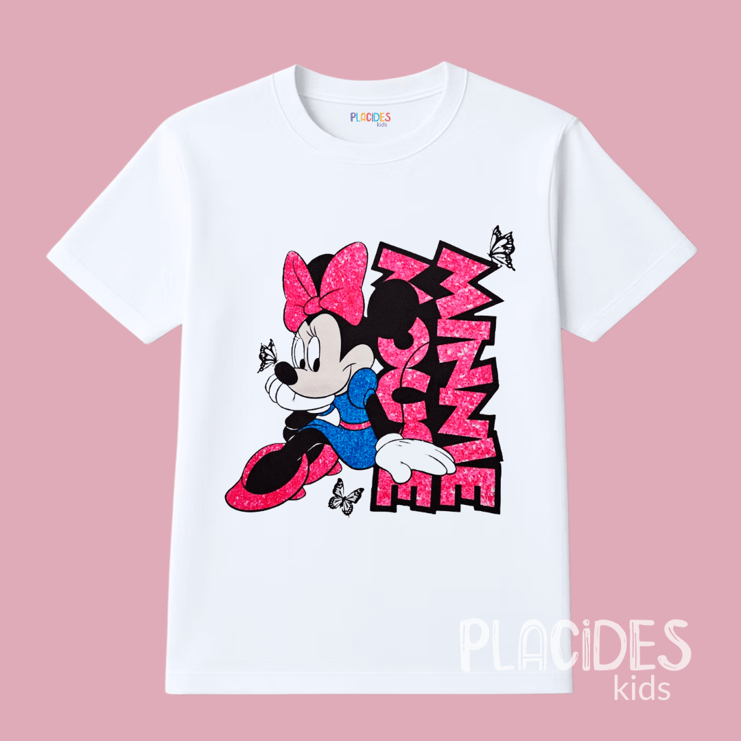 BLUSA T-SHIRT MANGA CURTA INFANTIL BRANCA MINNIE 3