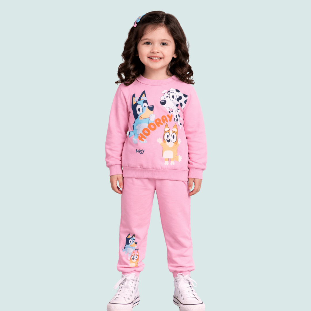 CONJUNTO INFANTIL BRANDILI MOLETOM PELUCIADO ROSA BLUEY