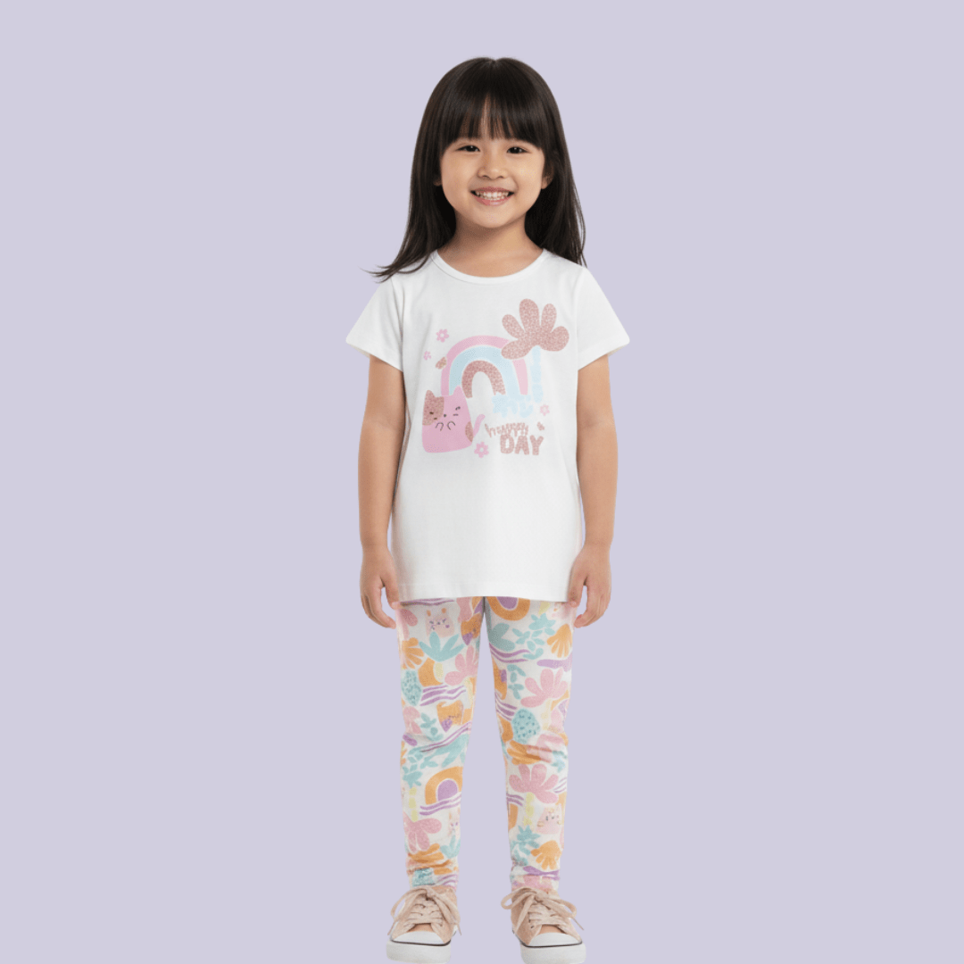 CONJUNTO INFANTIL GATINHA ARCO IRIS HAPPY DAY BRANDILI