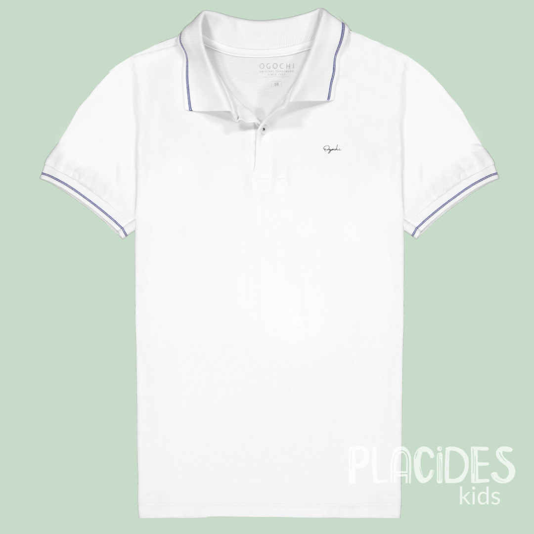 CAMISA GOLA POLO INFANTIL OGOCHI BRANCA LISA