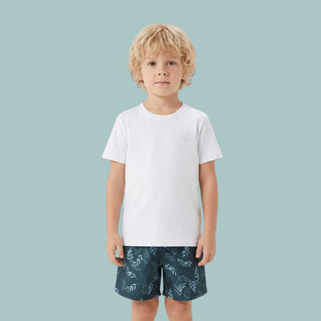 CONJUNTO INFANTIL OGOCHI PRIMAVERA VERÃO BRANCO ESTAMPADO VERDE