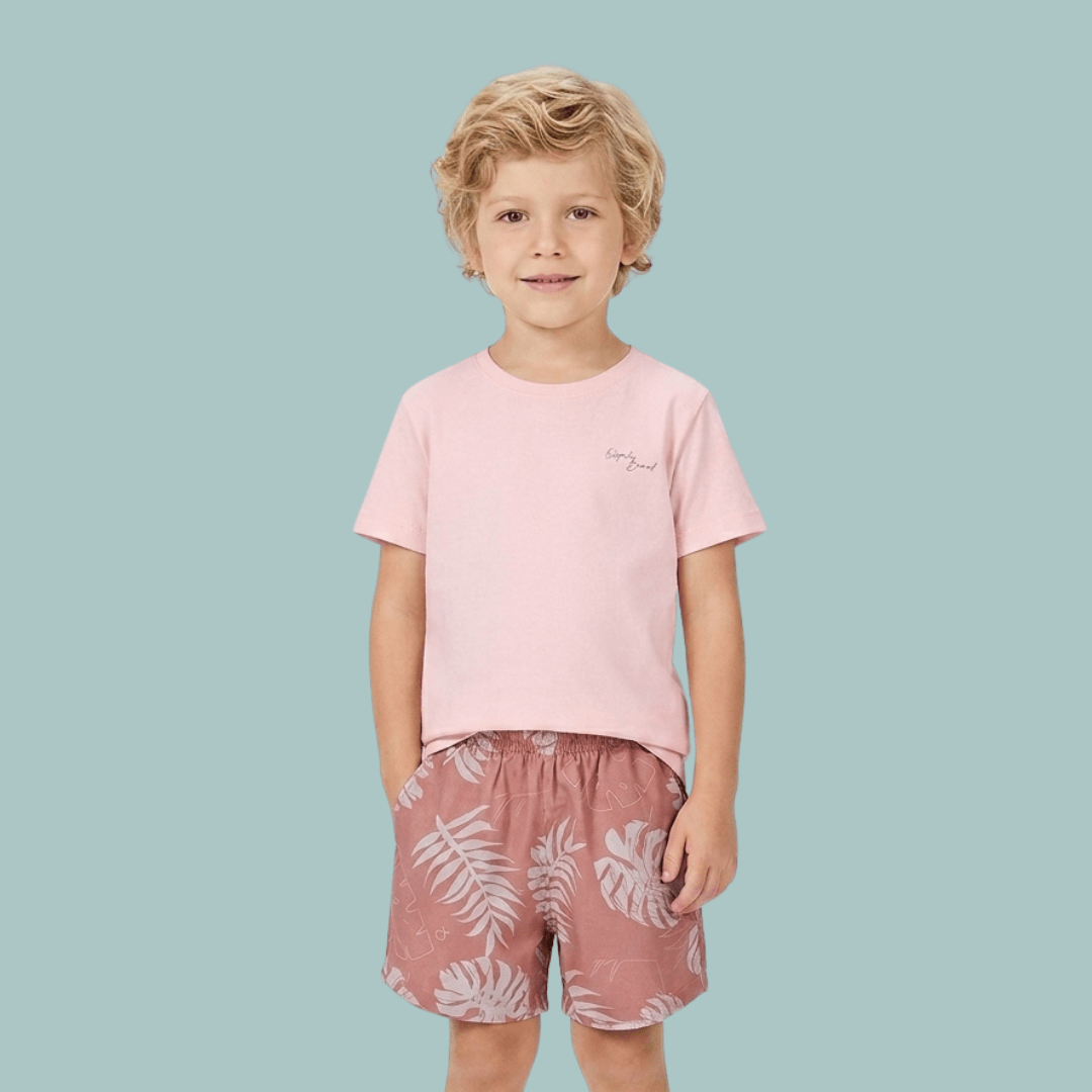 CONJUNTO INFANTIL OGOCHI PRIMAVERA VERÃO ROSA ESTAMPADO 