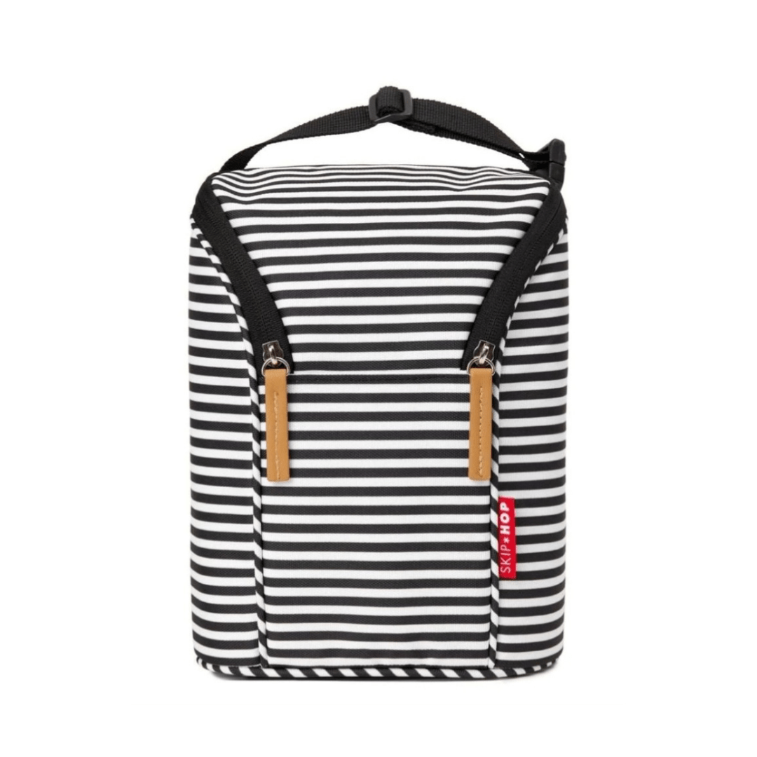 BOLSA TERMICA LISTRADA PRETO E BRANCO SKIP HOP