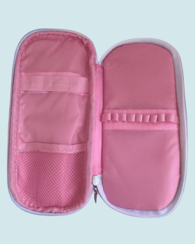 ESTOJO ORGANIZADOR ESCOLAR PORTA LAPIS E CANETAS COM 2 COMPARTIMENTOS COLORIDA COM GLITER YEPP