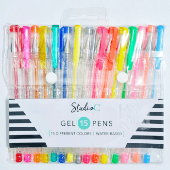 KIT COM 15 CANETAS COLORIDAS EM GEL STUDIO C 