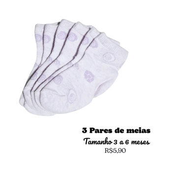 KIT MEIA INFANTIL CONTENDO 3 PARES LILÁS