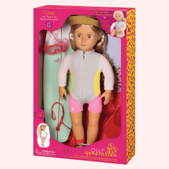 BONECA INFANTIL CORAL SURFISTA OUR GENERATION 46CM COM ACESSORIOS