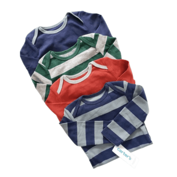 KIT BODY INFANTIL 4 PEÇAS LISTRADO MANGA LONGA CARTERS