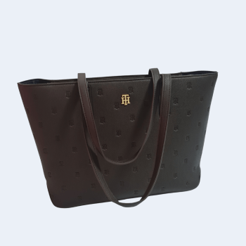 BOLSA ALÇA DE OMBRO CAFÉ XW05309 LOGO TOMMY HILFIGER