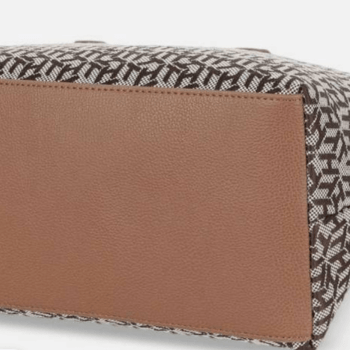BOLSA COM ALÇA DE OMBRO E MÃO CARAMELO LOGO TOMMY HILFIGER