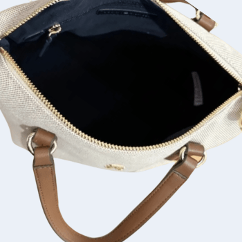 BOLSA COM ALÇA DE OMBRO E MÃO BEGE E CARAMELO TOMMY HILFIGER