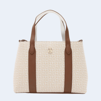 BOLSA COM ALÇA DE OMBRO E MÃO BEGE E MARROM CLARO XW05364 TOMMY HILFIGER