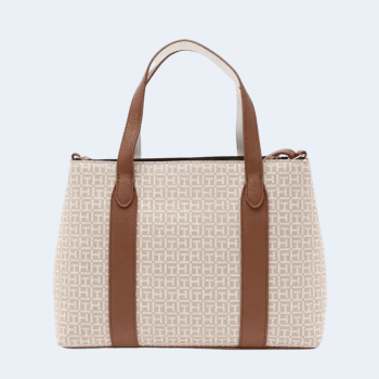 BOLSA COM ALÇA DE OMBRO E MÃO BEGE E MARROM CLARO XW05364 TOMMY HILFIGER