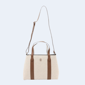 BOLSA COM ALÇA DE OMBRO E MÃO BEGE E MARROM CLARO XW05364 TOMMY HILFIGER