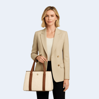 BOLSA COM ALÇA DE OMBRO E MÃO BEGE E MARROM CLARO XW05364 TOMMY HILFIGER