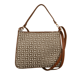 BOLSA COM ALÇA DE OMBRO E MÃO MARROM LOGO 69J5591 TOMMY HILFIGER