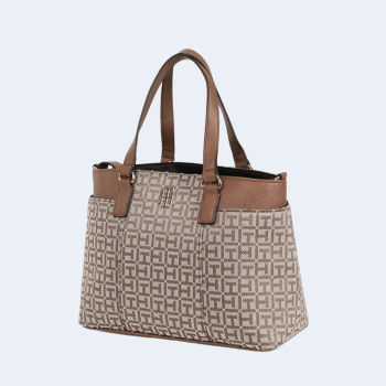 BOLSA COM ALÇA DE OMBRO E MÃO MARROM LOGO 69J8908 TOMMY HILFIGER