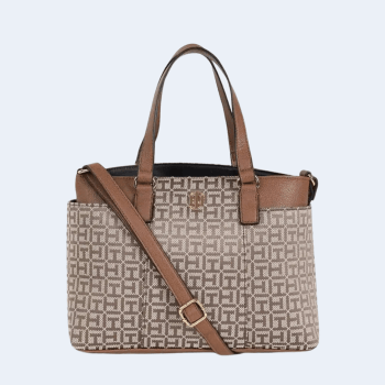 BOLSA COM ALÇA DE OMBRO E MÃO MARROM LOGO 69J8908 TOMMY HILFIGER