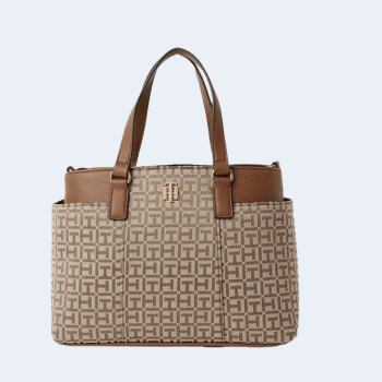 BOLSA COM ALÇA DE OMBRO E MÃO MARROM LOGO 69J8908 TOMMY HILFIGER