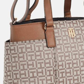 BOLSA COM ALÇA DE OMBRO E MÃO MARROM LOGO 69J8908 TOMMY HILFIGER