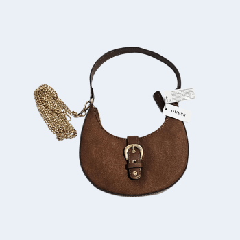 BOLSA COM ALÇA DE OMBRO E MÃO NYRA MINI MARROM GUESS