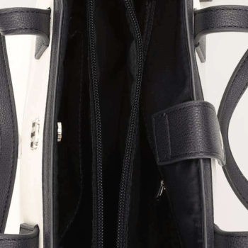 BOLSA COM ALÇA DE OMBRO E MÃO OFF WHITE E PRETO TOMMY HILFIGER