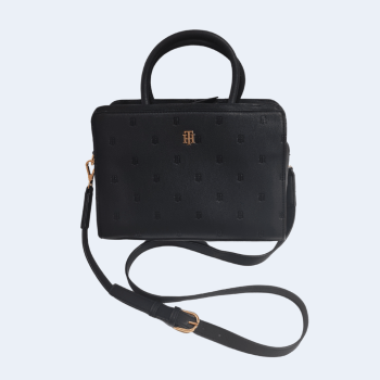 BOLSA COM ALÇA DE OMBRO E MÃO PRETA LOGO XW03747 TOMMY HILFIGER