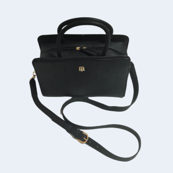 BOLSA COM ALÇA DE OMBRO E MÃO PRETA LOGO XW03747 TOMMY HILFIGER